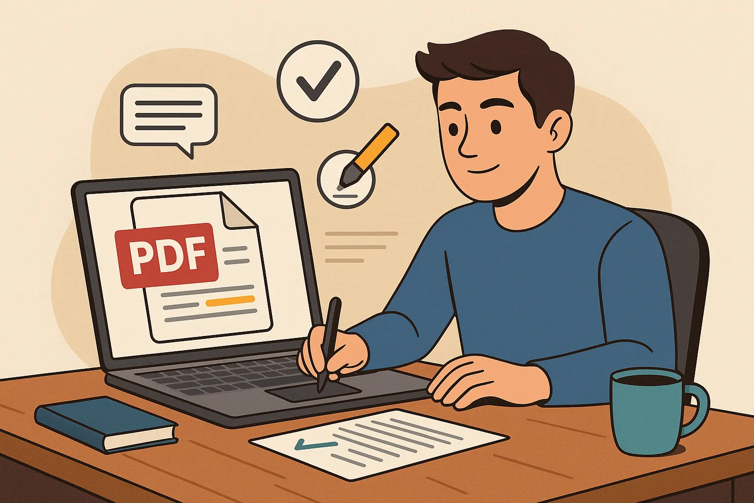 Studerende redigerer og organiserer PDF-dokumenter digitalt med Nuance Power PDF