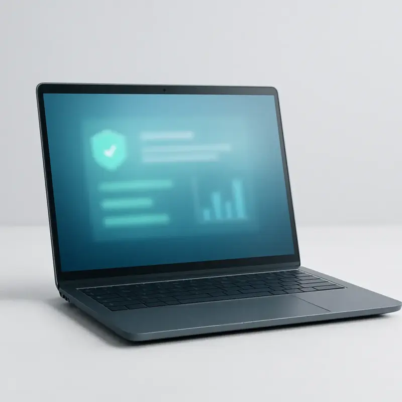 Laptop med antivirussoftware – sikkerhedsillustration